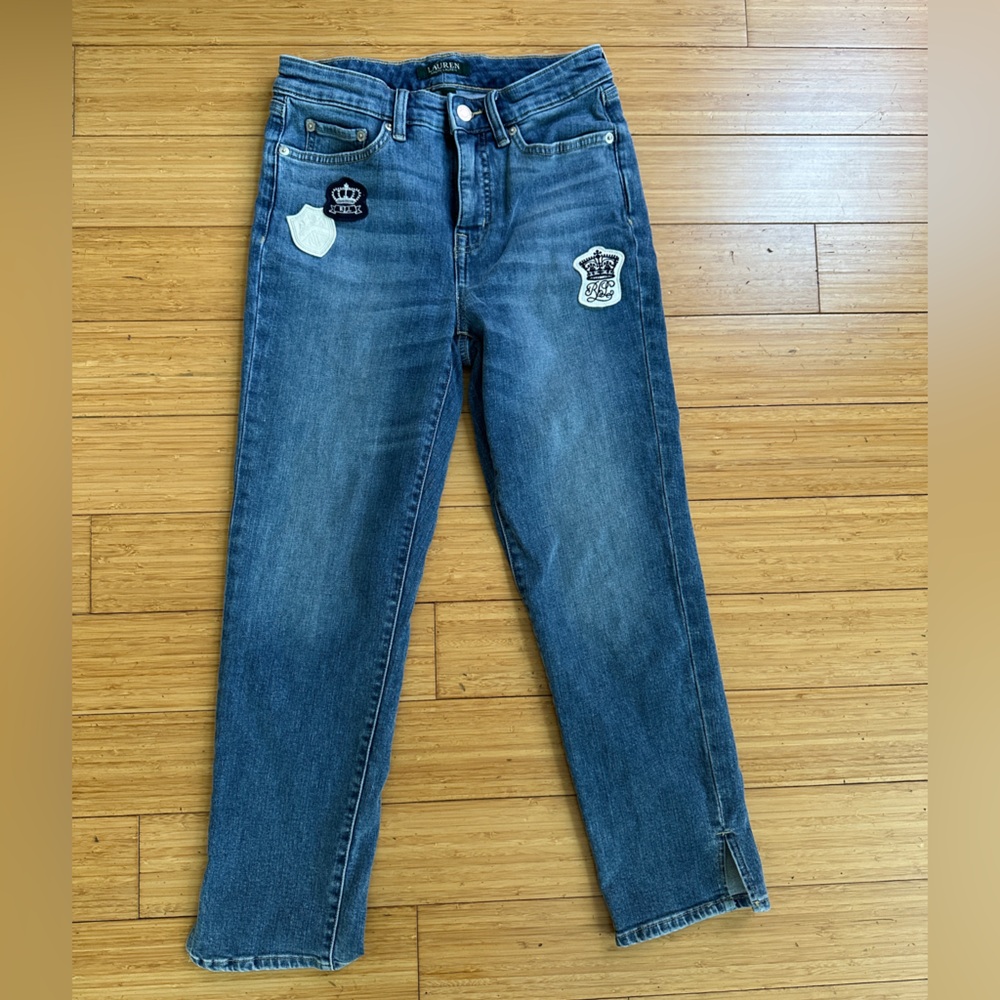 Lauren Ralph Lauren Straight Leg Ankle Jeans Patch Detail Size 2 P